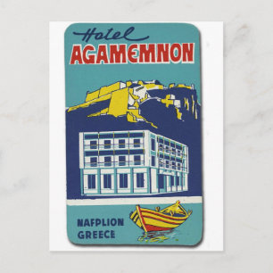 Old Advert Nafplio Greece Hotel Agamemnon Briefkaart