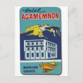 Old Advert Nafplio Greece Hotel Agamemnon Briefkaart (Voorkant)