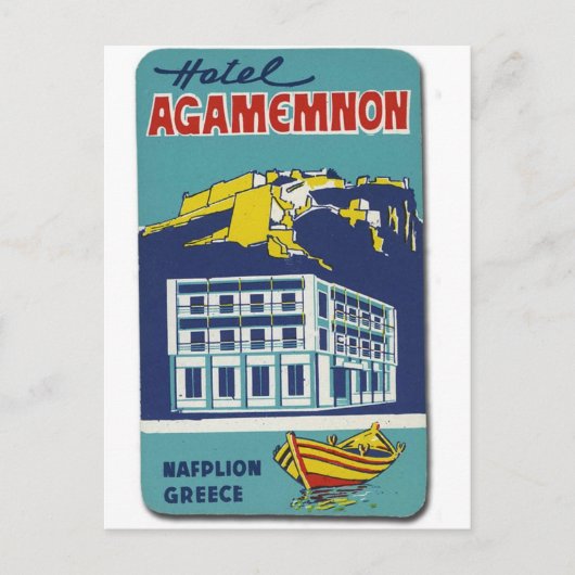 Old Advert Nafplio Greece Hotel Agamemnon Briefkaart (Voorkant)