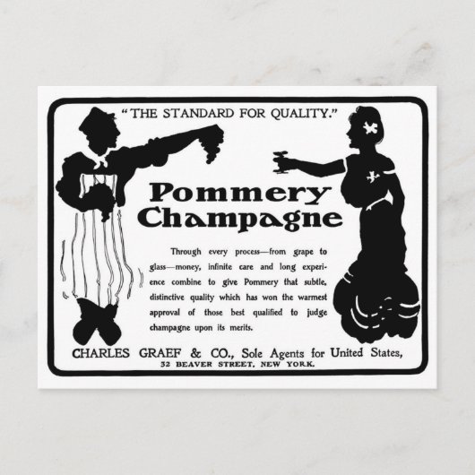 Old Advert Pommery Champagne Briefkaart (Voorkant)