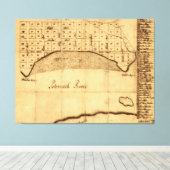 Old Alexandria VA Map van George Washington (1749) Canvas Afdruk (Insitu (Houten vloer))