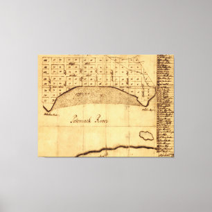Old Alexandria VA Map van George Washington (1749) Canvas Afdruk