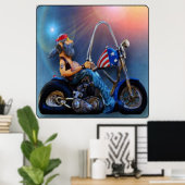 Old American Biker Poster (Thuiskantoor)