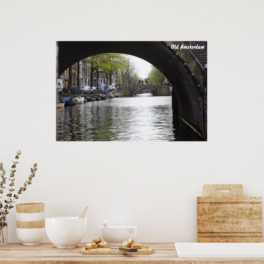 Old Amsterdam Bridge Poster (Keuken)