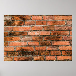 Old and vintage red brick wall texture backgrounda poster