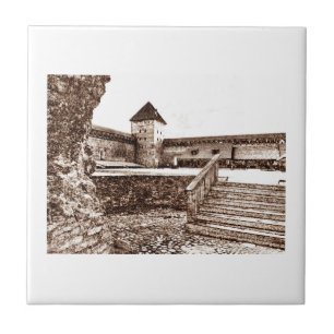 Old Architecture Castle Sketch Tegeltje