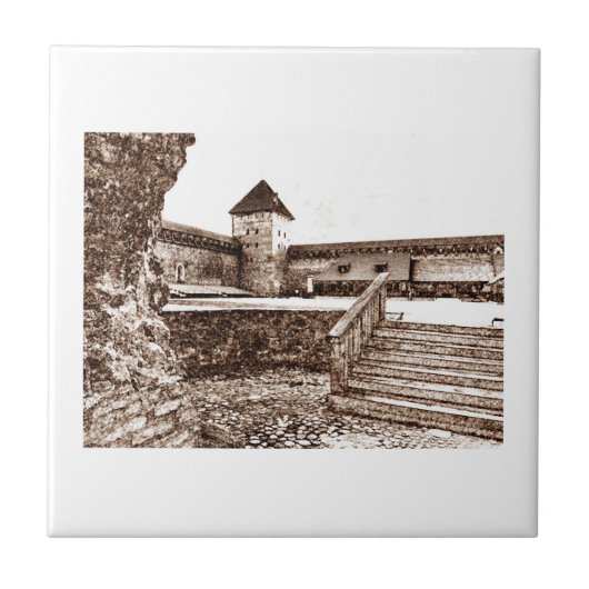 Old Architecture Castle Sketch Tegeltje (Voorkant)