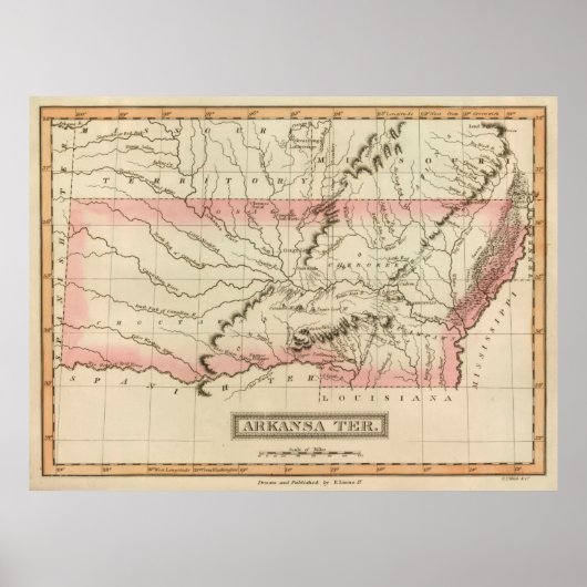 Old Arkansas Territory Map (1817) Poster (Voorkant)