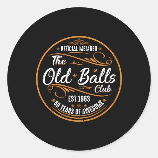 Old Balls Club 60 jaar Geweldige 60e Ronde Sticker (Voorkant)