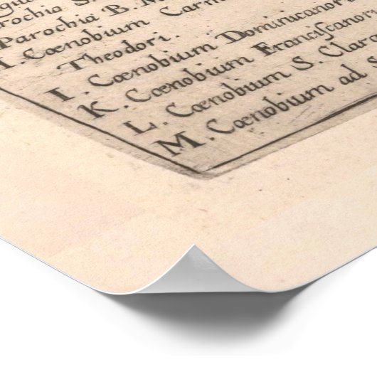 Old Bamberg Germany Map (1618) Duitse stad Poster (Hoek)