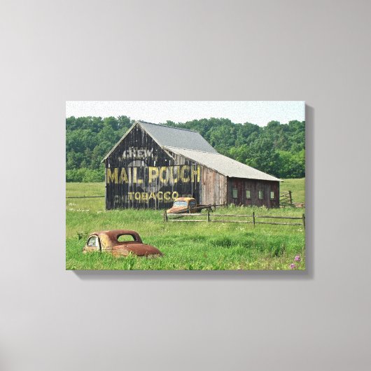 Old Barn Mail Pouch Tobacco Adverteren Auto Truck Canvas Afdruk (Voorkant)