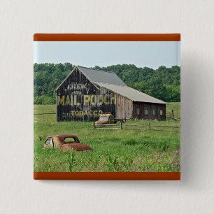 Old Barn Mail Pouch Tobacco Adverteren Vierkante Button 5,1 Cm