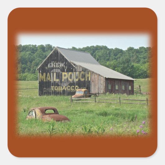 Old Barn Mail Pouch Tobacco Adverteren Vierkante Sticker (Voorkant)
