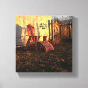 Old Barn Rustic Co. Rustic Adirondack Stoel Sunset Canvas Afdruk