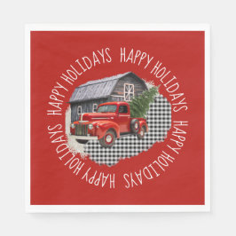 Old Barn With Red Truck Paper Napkin Servet