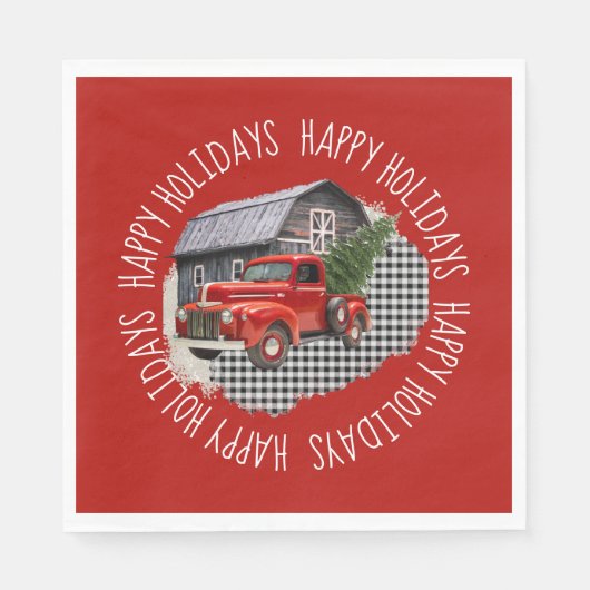 Old Barn With Red Truck Paper Napkin Servet (Voorkant)