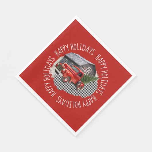 Old Barn With Red Truck Paper Napkin Servet (Hoek)