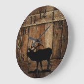 Old Barn Wood & Elk Silhouette Grote Klok (Hoek)