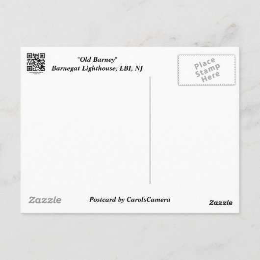"Old Barney" vuurtoren van Barnegat LBI NJ Briefkaart (Achterkant)