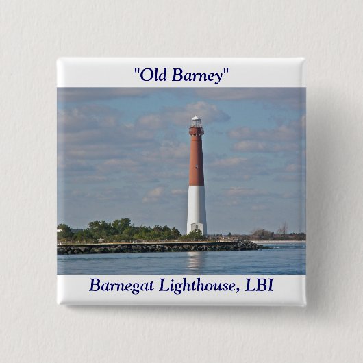 "Old Barney" vuurtoren van Barnegat LBI NJ Vierkante Button 5,1 Cm (Voorkant)