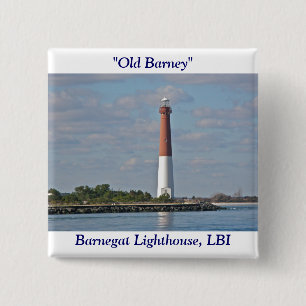 "Old Barney" vuurtoren van Barnegat LBI NJ Vierkante Button 5,1 Cm