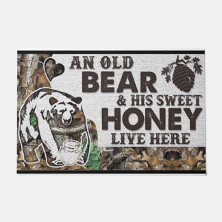 Old Bear Door Mat, Grumpy Bear Door Mat, Cabin Deurmat