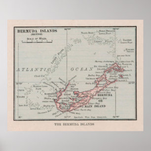 Old Bermuda Map (1912)  Bermudian Island Poster