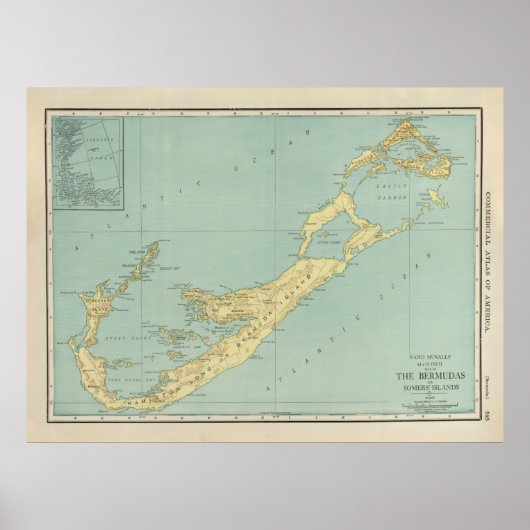 Old Bermuda Map (1924)  Bermudian Island Poster (Voorkant)