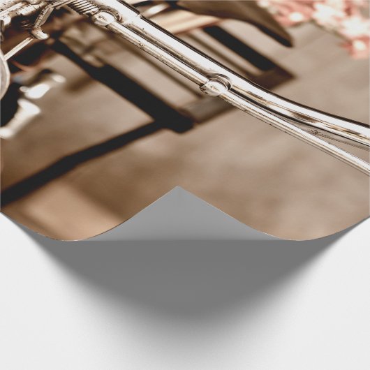 Old bicycle and flowers blur in background process cadeaupapier (Hoek)