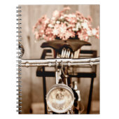 Old bicycle and flowers blur in background process notitieboek (Voorkant)