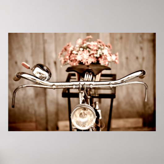 Old bicycle and flowers blur in background process poster (Voorkant)