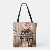 Old bicycle and flowers blur in background process tote bag (Achterkant)