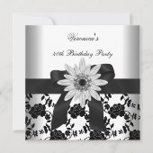 OLD Birthday Black White Flower Diamond Kaart (Voorkant)