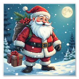 Old Blue Santa Claus Foto Afdruk