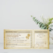 Old Boarding Pass Wedding Tickets-Invites & RSVP Kaart (Staand voorkant)