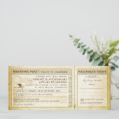 Old Boarding Pass Wedding Tickets-Invites & RSVP Kaart (Staand voorkant)