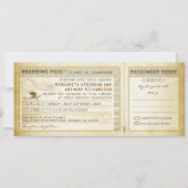 Old Boarding Pass Wedding Tickets-Invites & RSVP Kaart (Voorkant)