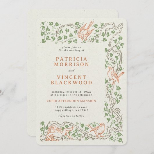 Old Book Cupid's Afternoon Huwelijksuitnodiging Kaart (Voorkant / Achterkant)