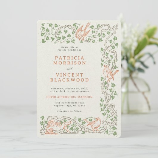Old Book Cupid's Afternoon Huwelijksuitnodiging Kaart (Staand voorkant)