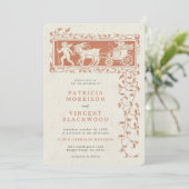 Old Book Cupid's Carriage Wedding Invitation Kaart (Staand voorkant)