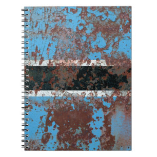 Old Botswana grunge background flagract, gerijpt, Notitieboek