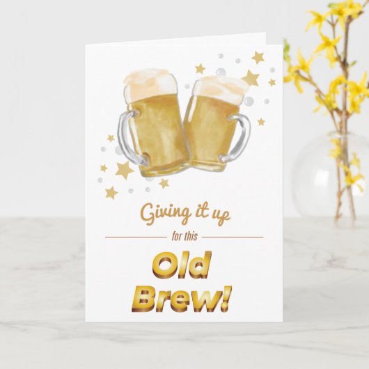 "Old Brew" Punny Beer Birthday Card Kaart (Gele Bloem)