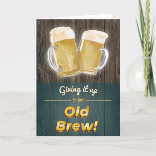 "Old Brew" Punny Beer Wood Birthday Card Kaart (Voorkant)