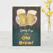 "Old Brew" Punny Beer Wood Birthday Card Kaart (Gele Bloem)