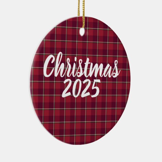 Old Brick and Cab Sav Plaid Christmas 2025 Keramisch Ornament (Rechts)