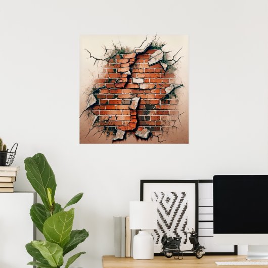 Old Brick Wall Poster (Thuiskantoor)