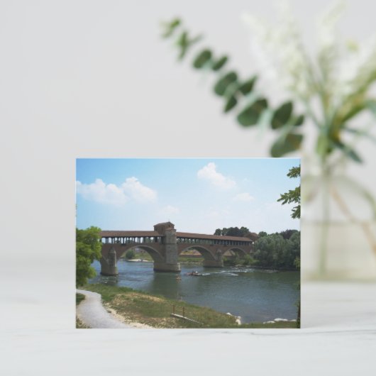 Old Bridge Pavia Briefkaart (Staand voorkant)