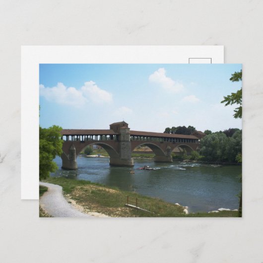Old Bridge Pavia Briefkaart (Voorkant / Achterkant)