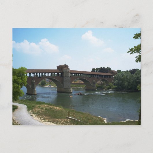 Old Bridge Pavia Briefkaart (Voorkant)