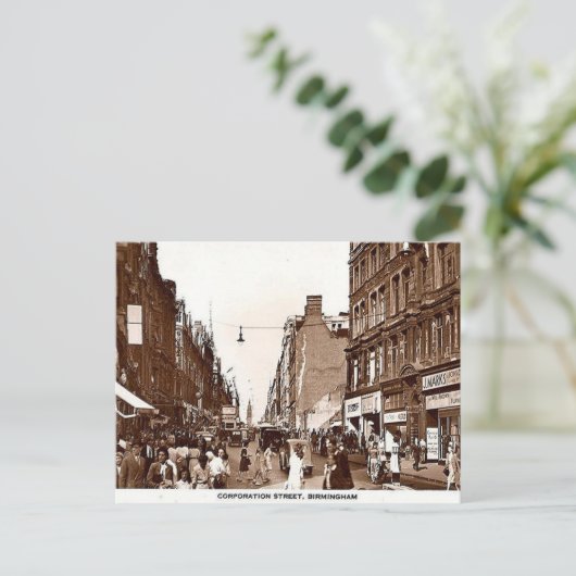 Old Briefkaart, Birmingham, Corporation St. c1950 Briefkaart (Staand voorkant)